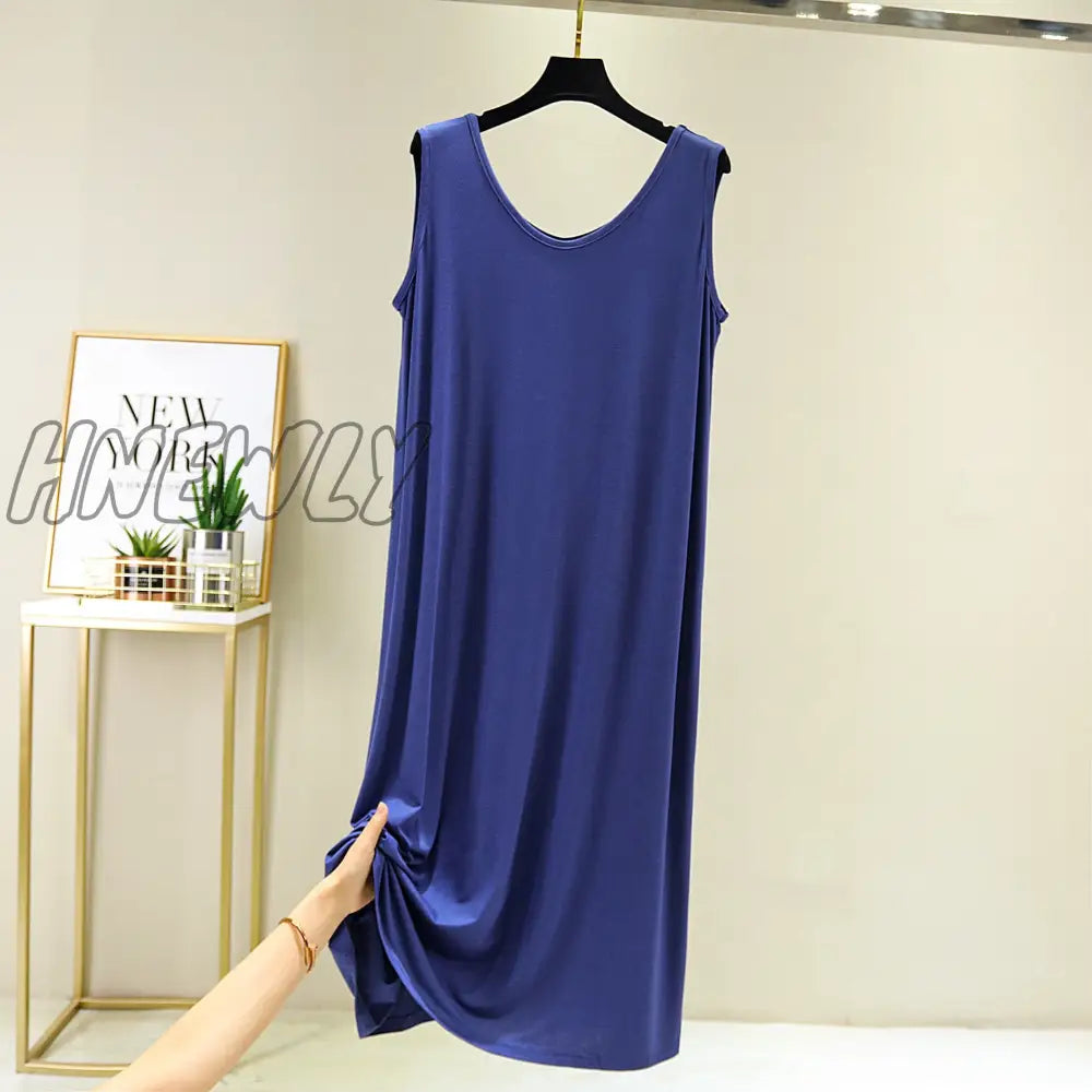 Hnewly New Modal Mid-Length V-Neck Vest Dress Bottoming Night Shirt Women’s Nightgowns Plus Fat