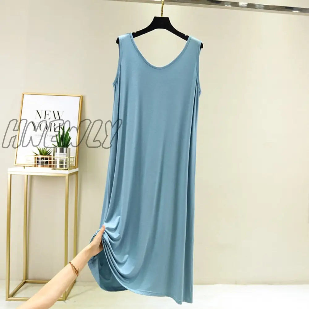 Hnewly New Modal Mid-Length V-Neck Vest Dress Bottoming Night Shirt Women’s Nightgowns Plus Fat