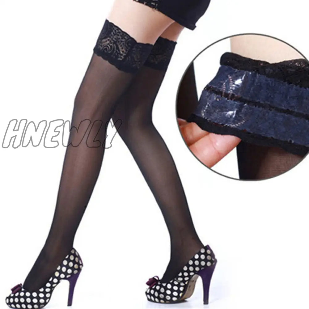 Hnewly New Sexy Fishnet Stocking Pantyhose Silicone Hollow Elastic Stockings For Women Lace Top