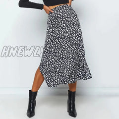 Hnewly New Sexy Leopard Print Chiffon Split Skirt Casual Fashion Long Skirts For Women Spring