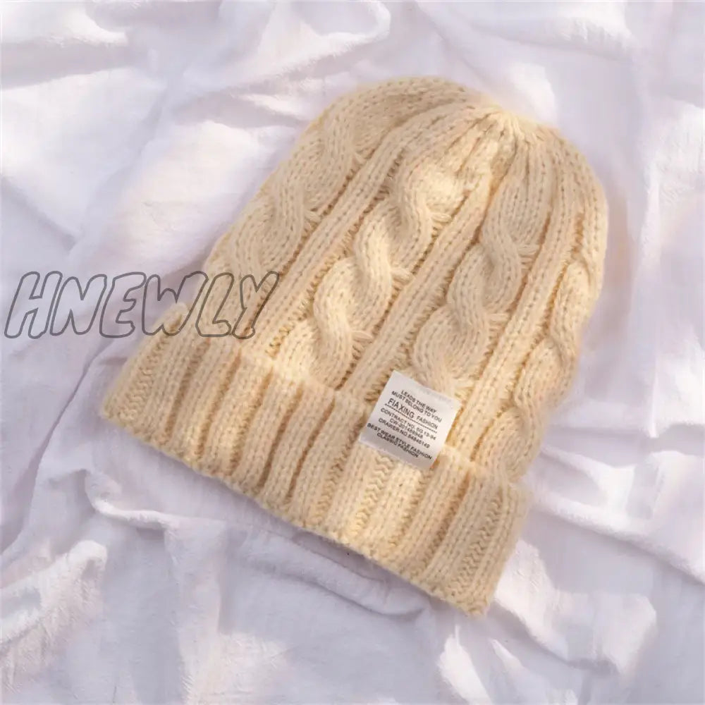 Hnewly New Solid Women Wool Hat Autumn Winter Warm Ear Protection Female Knitted Couple Fashion