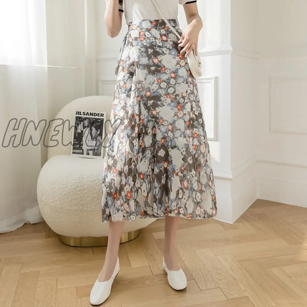 Hnewly New Summer Skirts Female Elegant French Style Ruffled Fishtail A-Line High Waist Adjustable