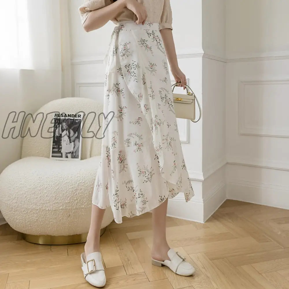 Hnewly New Summer Skirts Female Elegant French Style Ruffled Fishtail A-Line High Waist Adjustable