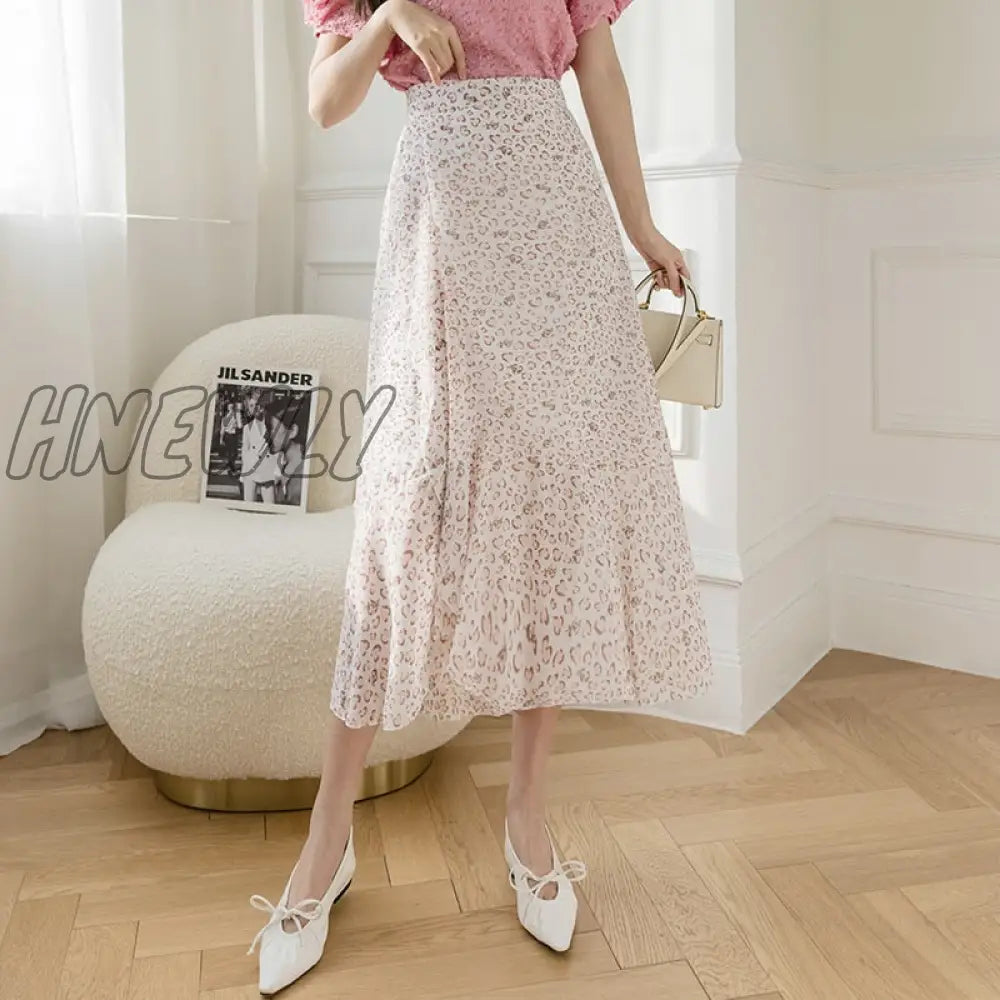 Hnewly New Summer Skirts Female Elegant French Style Ruffled Fishtail A-Line High Waist Adjustable