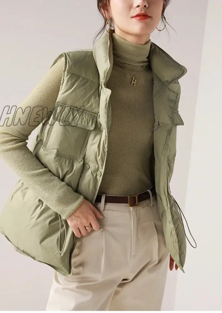 Hnewly New White Duck Down Vest Coat Sleeveless Light Women Bodywarm Windproof Lightweight Warm