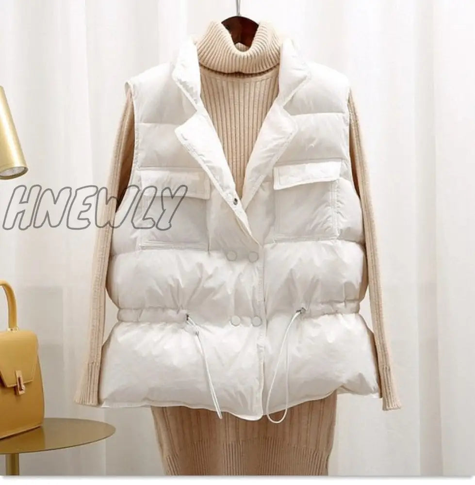 Hnewly New White Duck Down Vest Coat Sleeveless Light Women Bodywarm Windproof Lightweight Warm