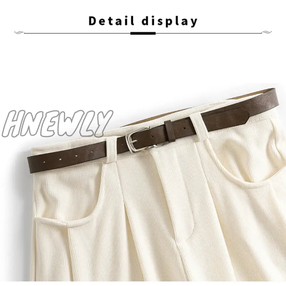 Hnewly New Winter Pants For Women Thicken Velvet High Waist Wide Leg Loose Corduroy Trousers