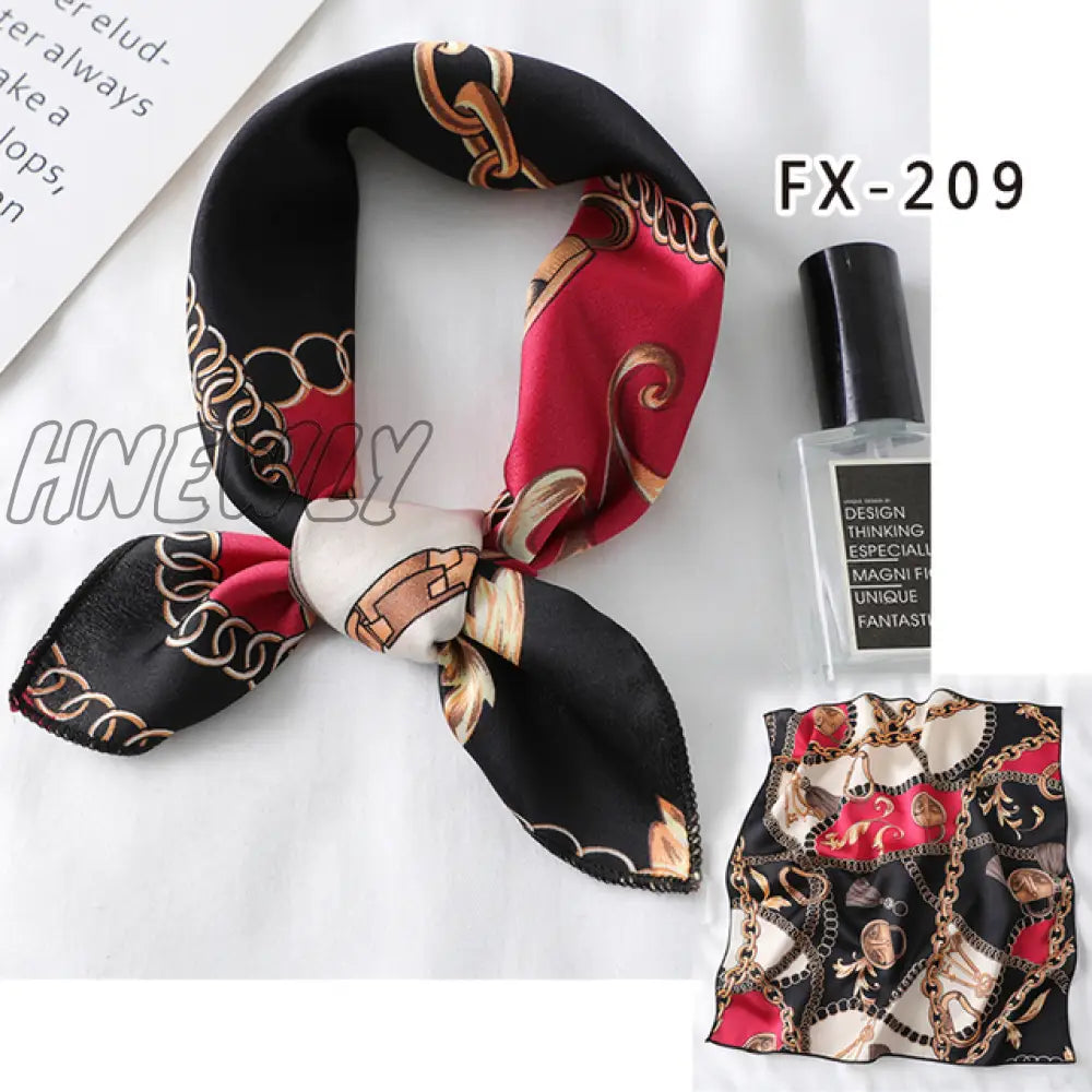 Hnewly New Women Silk Scarf Square Headband Foulard Lady Shawls Wraps Print Office Small Neck