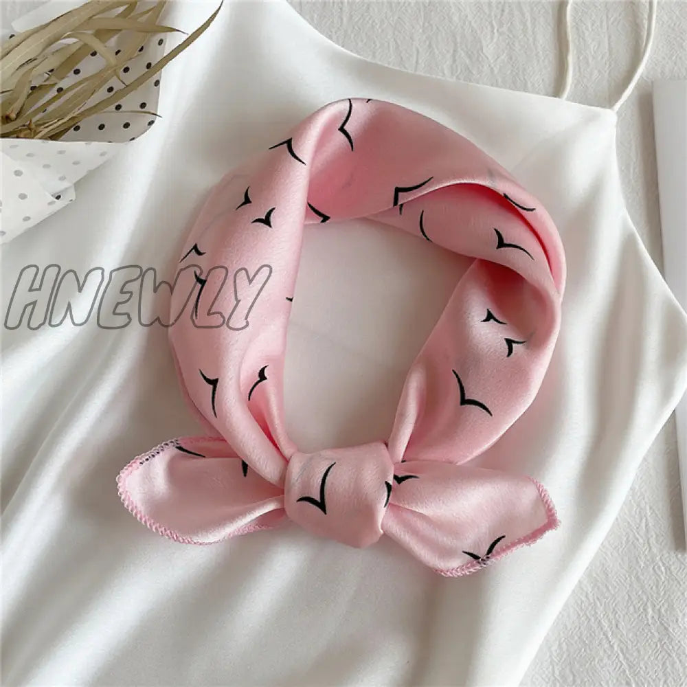 Hnewly New Women Silk Scarf Square Headband Foulard Lady Shawls Wraps Print Office Small Neck