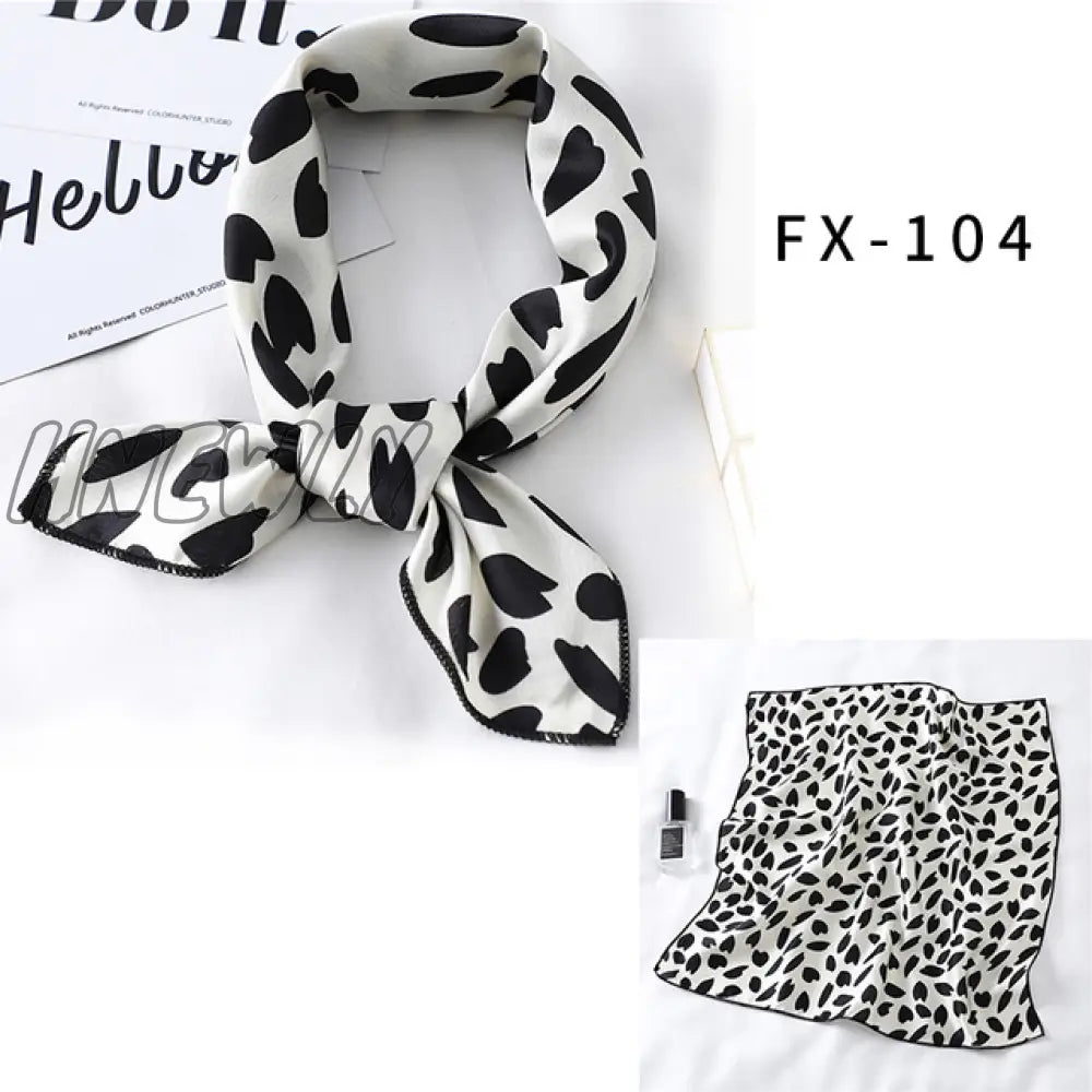 Hnewly New Women Silk Scarf Square Headband Foulard Lady Shawls Wraps Print Office Small Neck