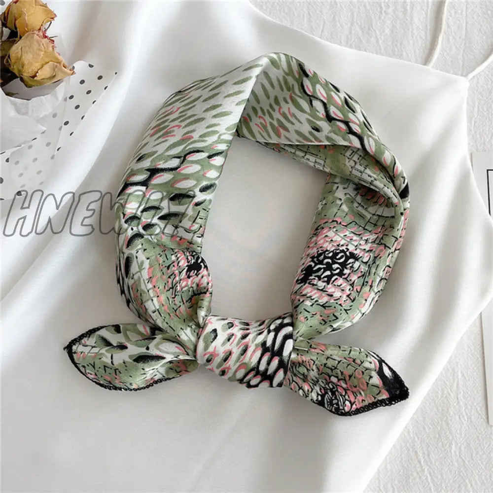 Hnewly New Women Silk Scarf Square Headband Foulard Lady Shawls Wraps Print Office Small Neck