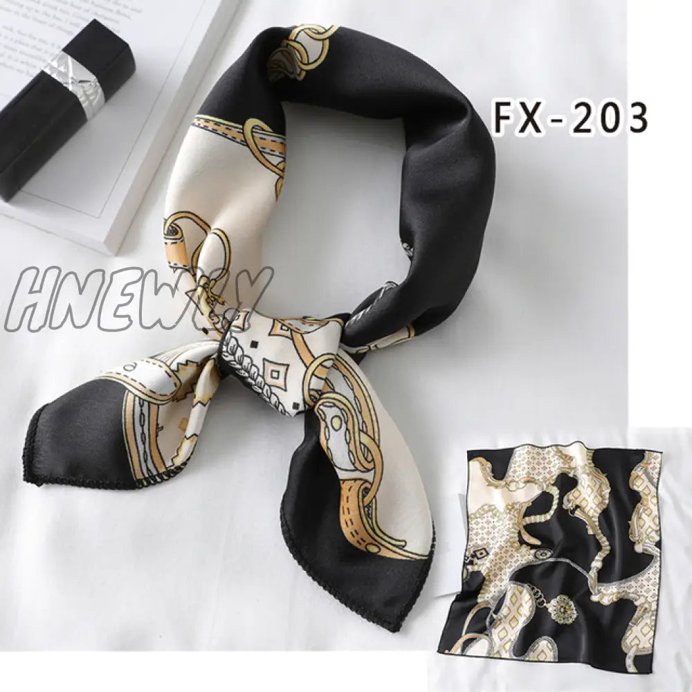 Hnewly New Women Silk Scarf Square Headband Foulard Lady Shawls Wraps Print Office Small Neck