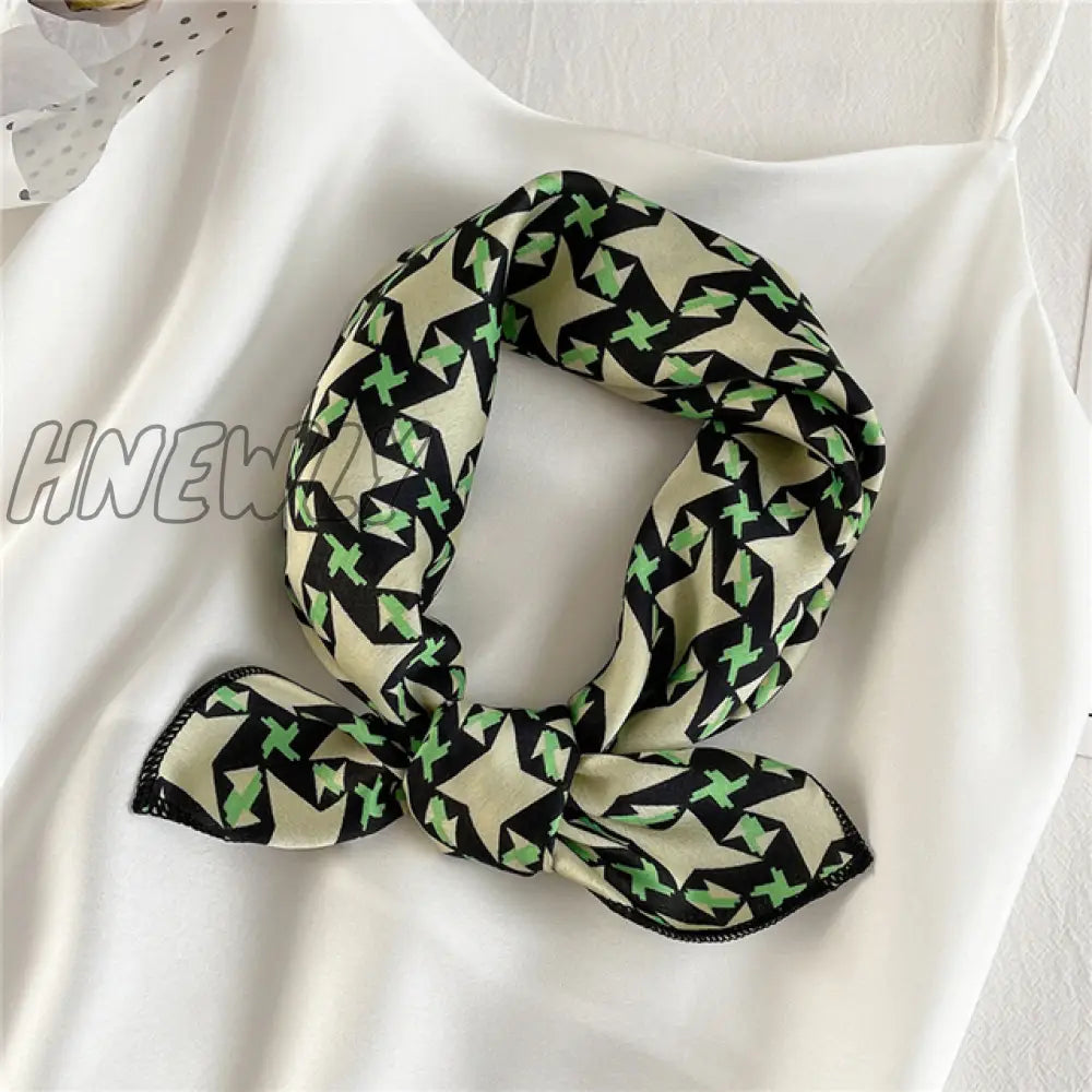 Hnewly New Women Silk Scarf Square Headband Foulard Lady Shawls Wraps Print Office Small Neck