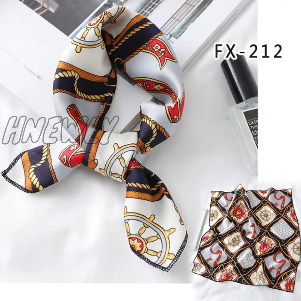 Hnewly New Women Silk Scarf Square Headband Foulard Lady Shawls Wraps Print Office Small Neck