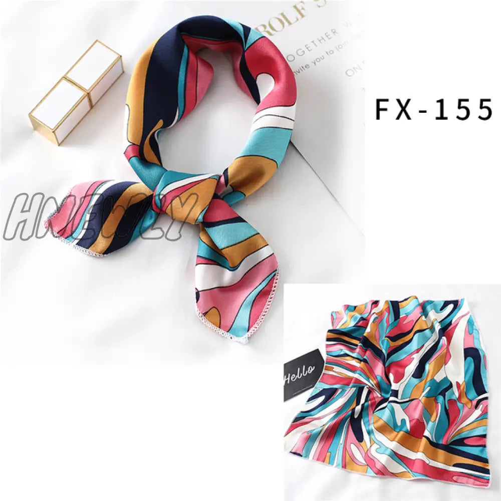 Hnewly New Women Silk Scarf Square Headband Foulard Lady Shawls Wraps Print Office Small Neck