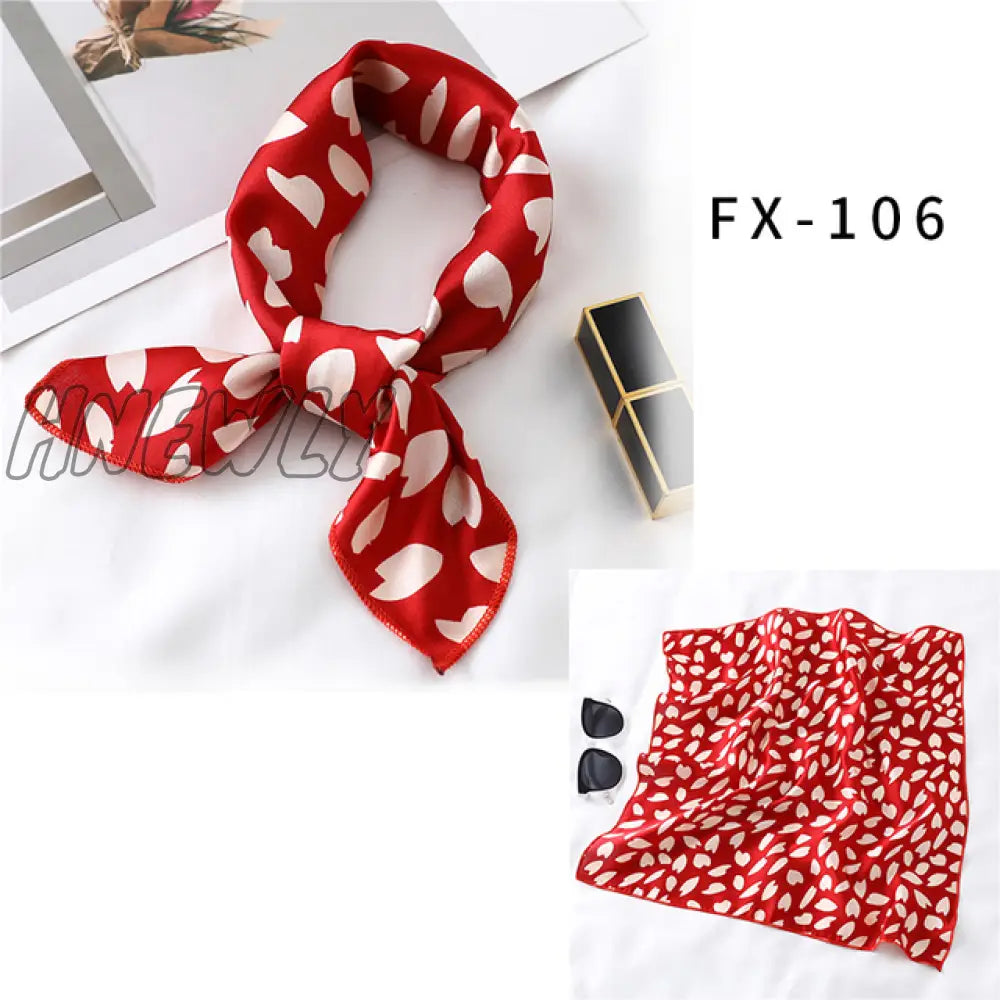 Hnewly New Women Silk Scarf Square Headband Foulard Lady Shawls Wraps Print Office Small Neck