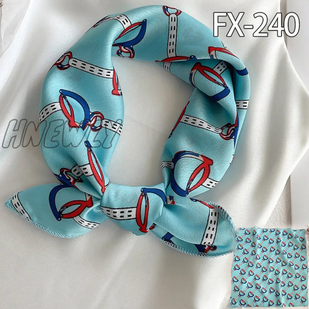 Hnewly New Women Silk Scarf Square Headband Foulard Lady Shawls Wraps Print Office Small Neck