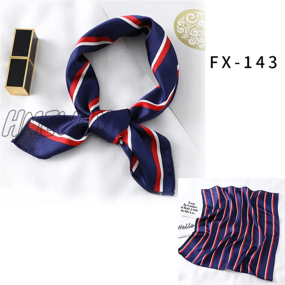 Hnewly New Women Silk Scarf Square Headband Foulard Lady Shawls Wraps Print Office Small Neck