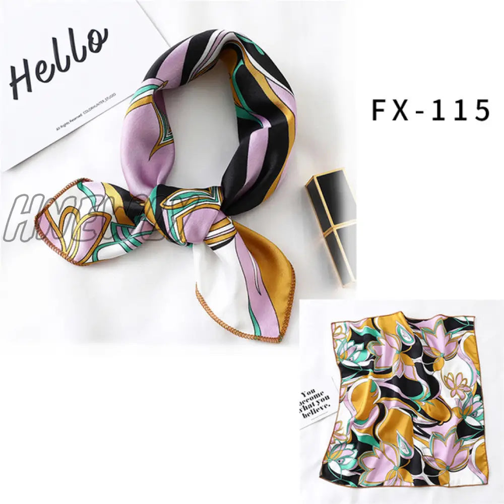 Hnewly New Women Silk Scarf Square Headband Foulard Lady Shawls Wraps Print Office Small Neck