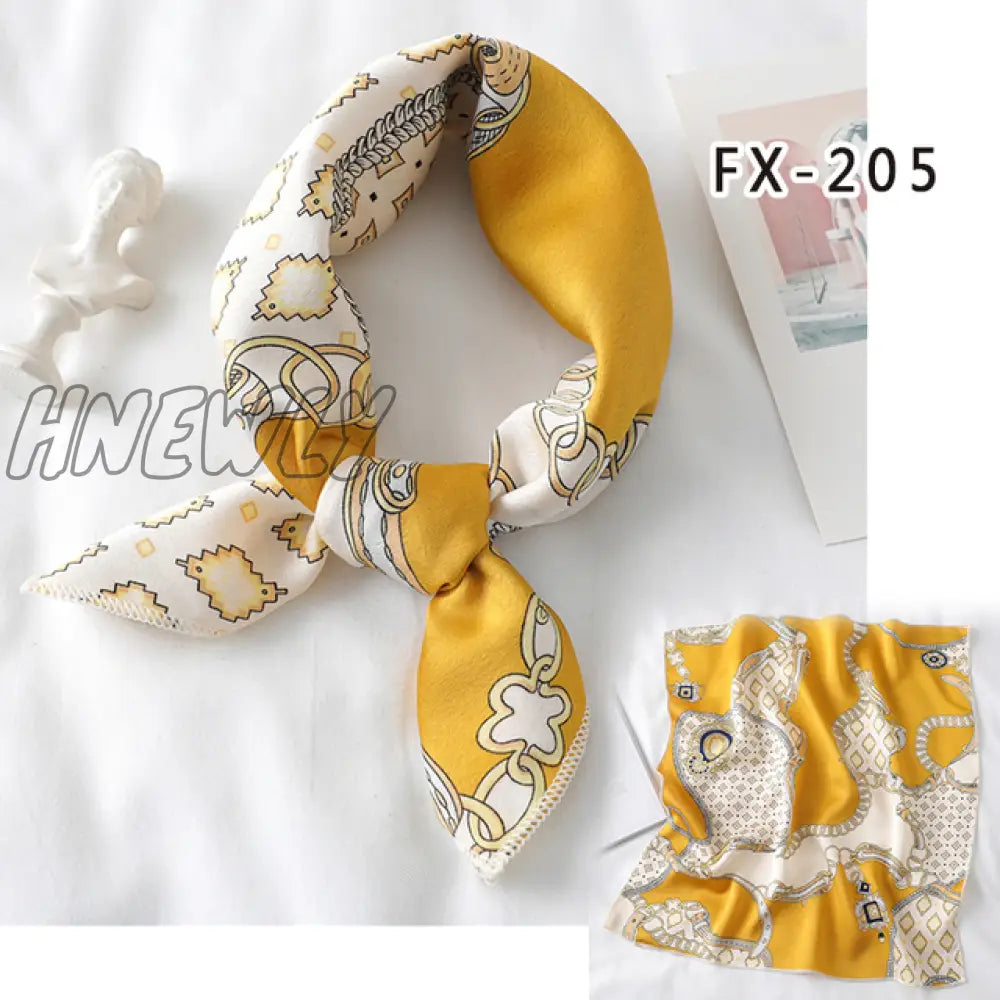 Hnewly New Women Silk Scarf Square Headband Foulard Lady Shawls Wraps Print Office Small Neck