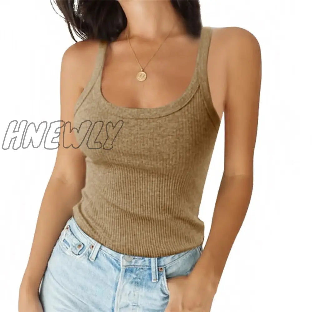 Hnewly O Neck Summer Knit Top Sleeveless Women Sexy Basic T Shirt White Off Shoulder Ribbed Black