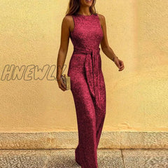 Hnewly Office Lady Sexy Sleeveless Sequin Romper Jumpsuit Women Backless Long Pants Club Glitter