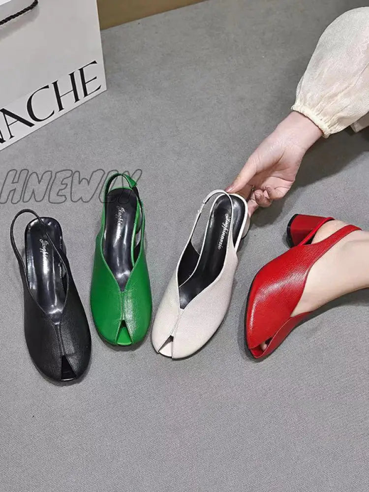 Hnewly - Open Toe Solid Color Shoes Pumps Sandals