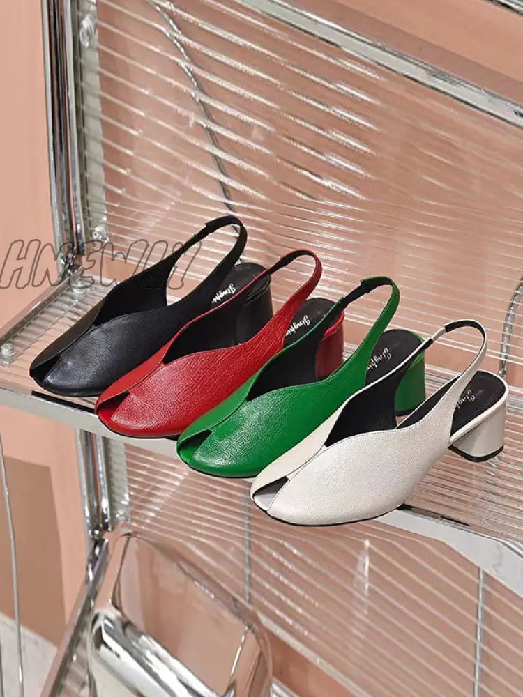 Hnewly - Open Toe Solid Color Shoes Pumps Sandals