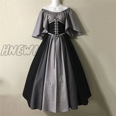 Hnewly Palace Medieval Costume Women Christmas Dress Vintage Victoria Lace Up Carnival Party Long