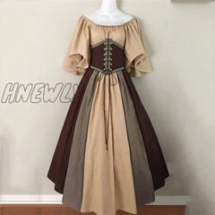 Hnewly Palace Medieval Costume Women Christmas Dress Vintage Victoria Lace Up Carnival Party Long