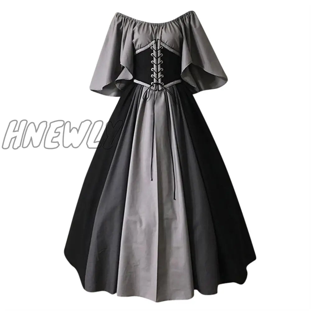 Hnewly Palace Medieval Costume Women Christmas Dress Vintage Victoria Lace Up Carnival Party Long