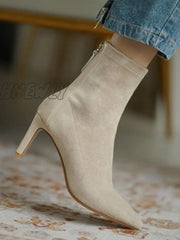 Hnewly - Pointed-Toe Split-Joint Zipper Boots Sock