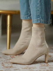 Hnewly - Pointed-Toe Split-Joint Zipper Boots Sock