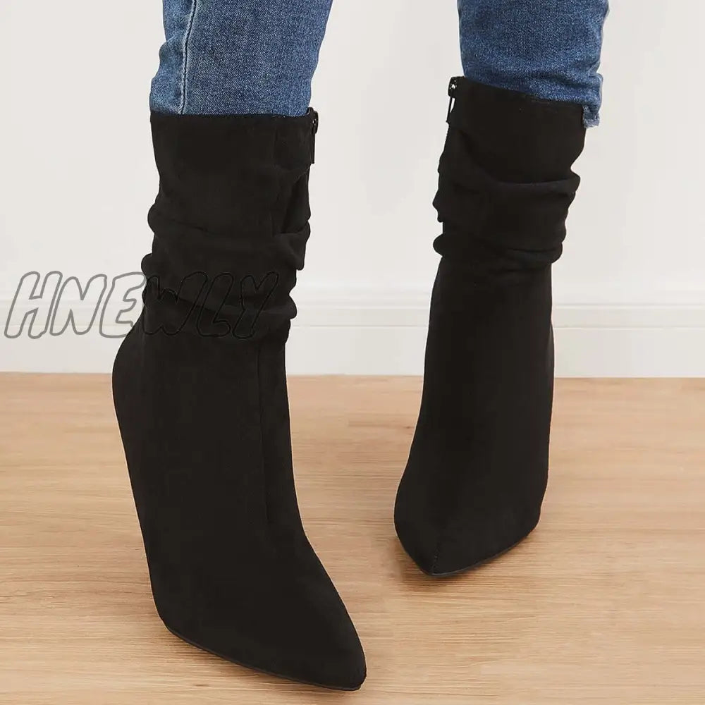 Hnewly Pointed Toe Stiletto Short Boots High Heel Ankle Sock Booties