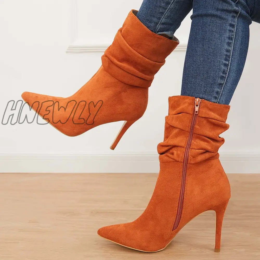 Hnewly Pointed Toe Stiletto Short Boots High Heel Ankle Sock Booties