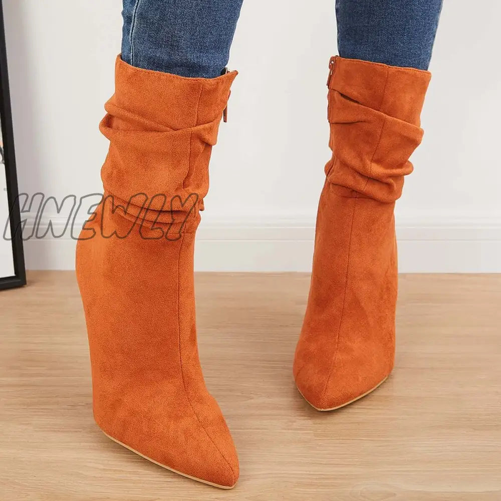 Hnewly Pointed Toe Stiletto Short Boots High Heel Ankle Sock Booties