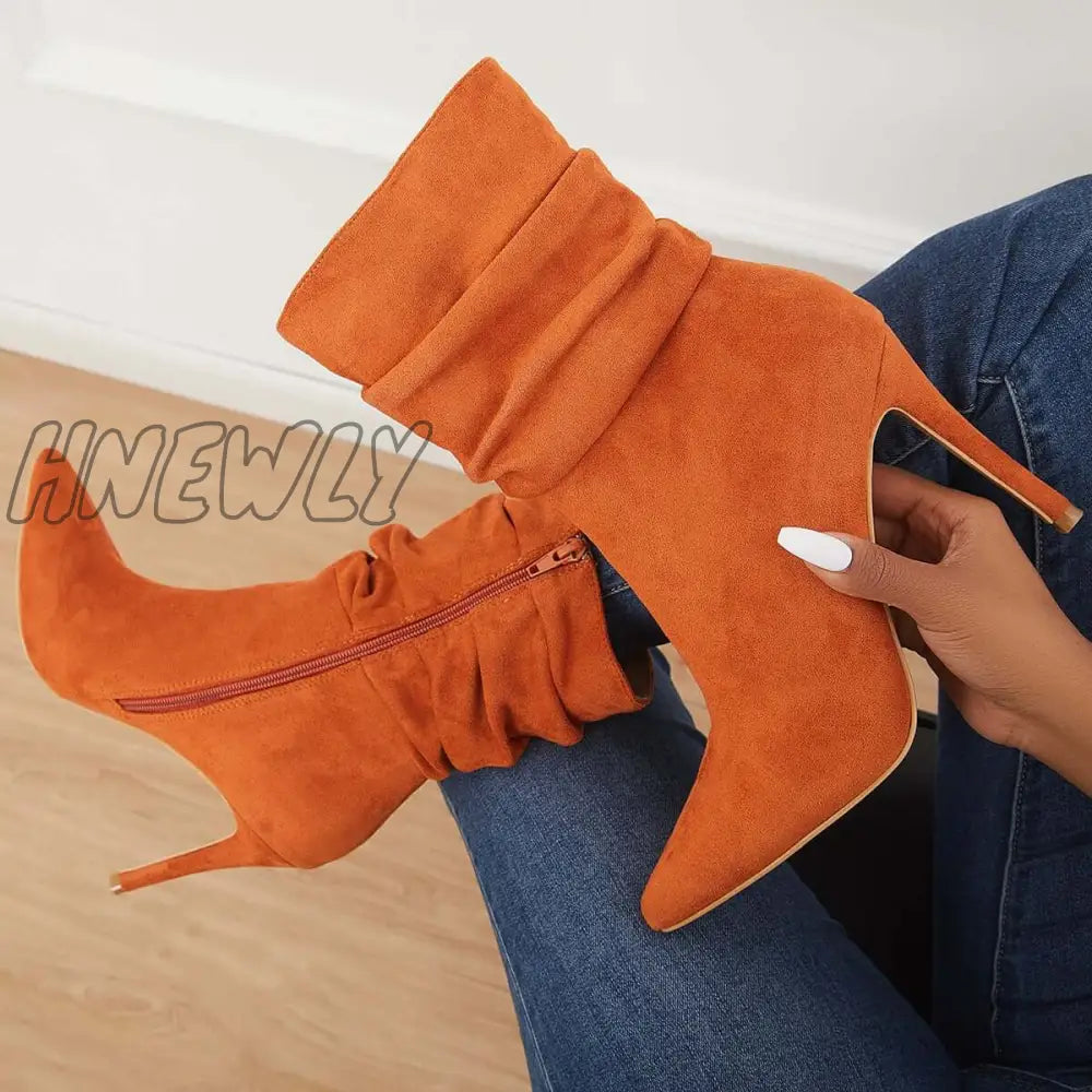 Hnewly Pointed Toe Stiletto Short Boots High Heel Ankle Sock Booties