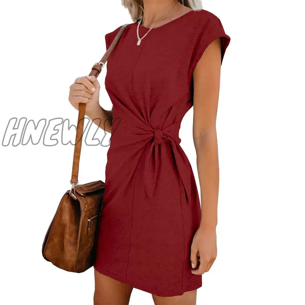 Hnewly Pregnancy Dress Popular Pure Color Tie-In Waist Pregnant Women’s Soft And Comfortable