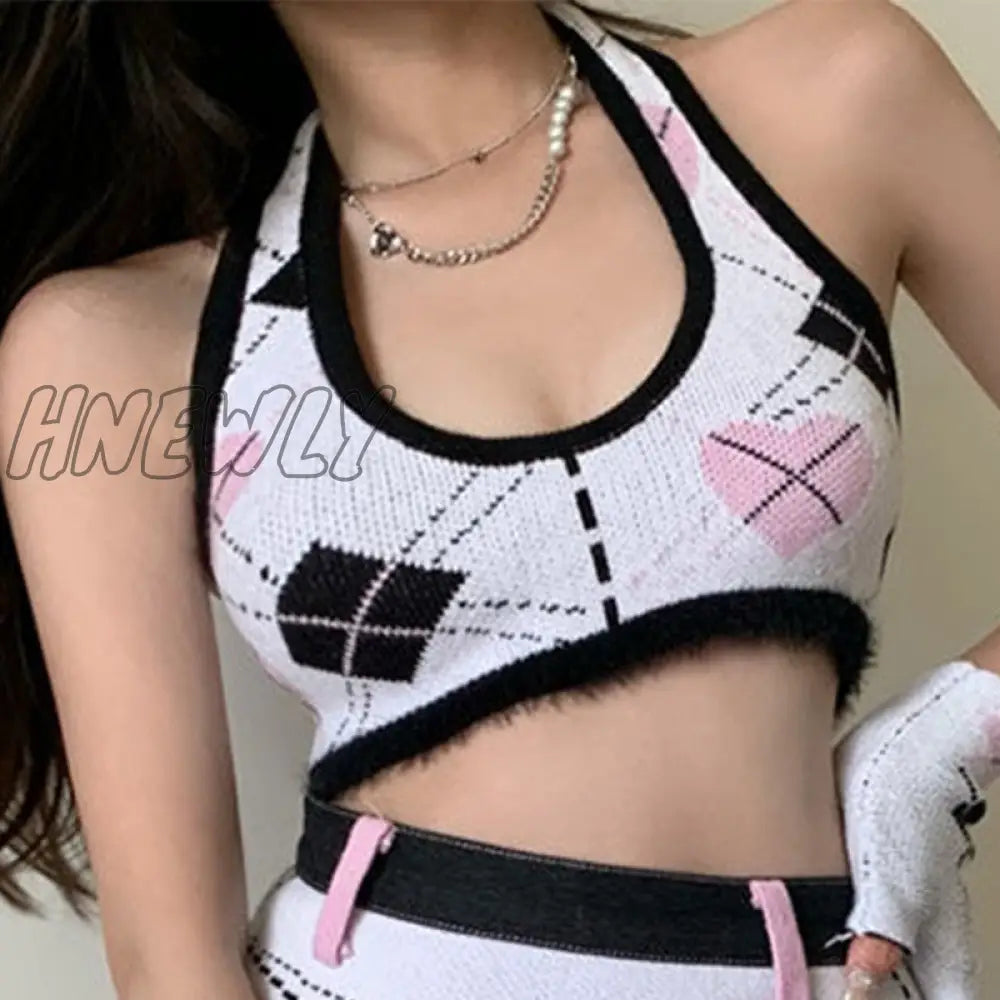 Hnewly Punk Style Sweet And Cute Knitted Skirt Women Streetwear Harajuku Sexy Slim Mini Summer Y2K