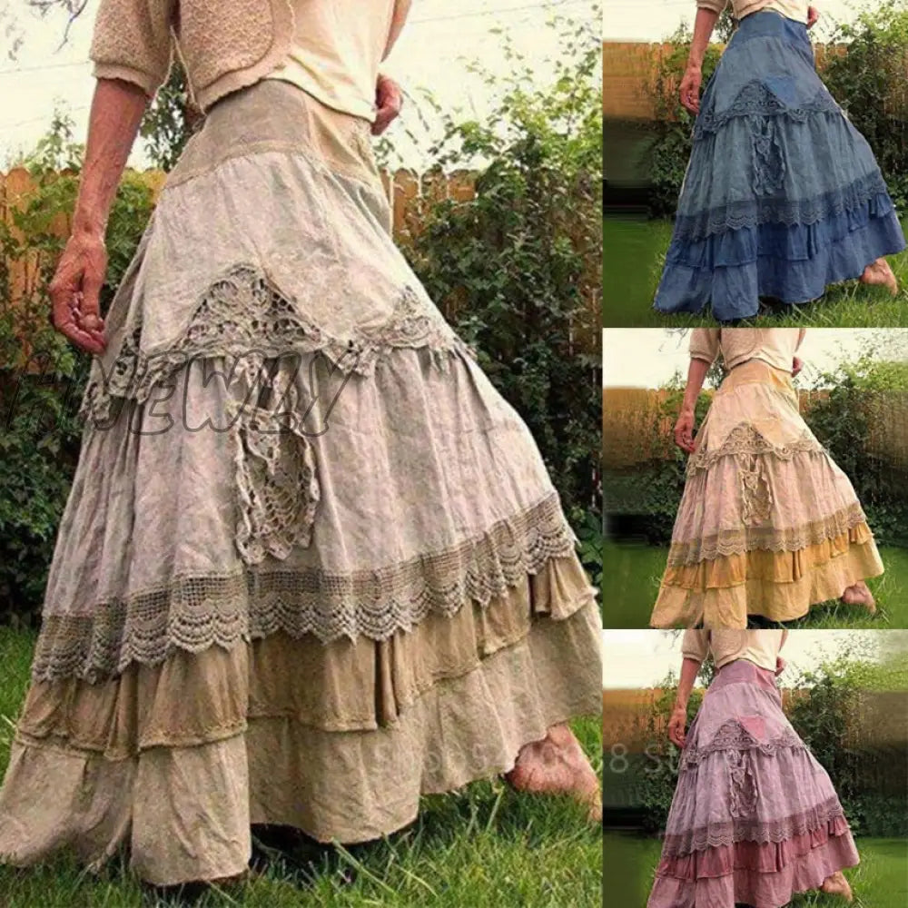 Hnewly Renaissance Medieval Costume Women Princess Cosplay Halloween Dress Vintage Lace Big Swing