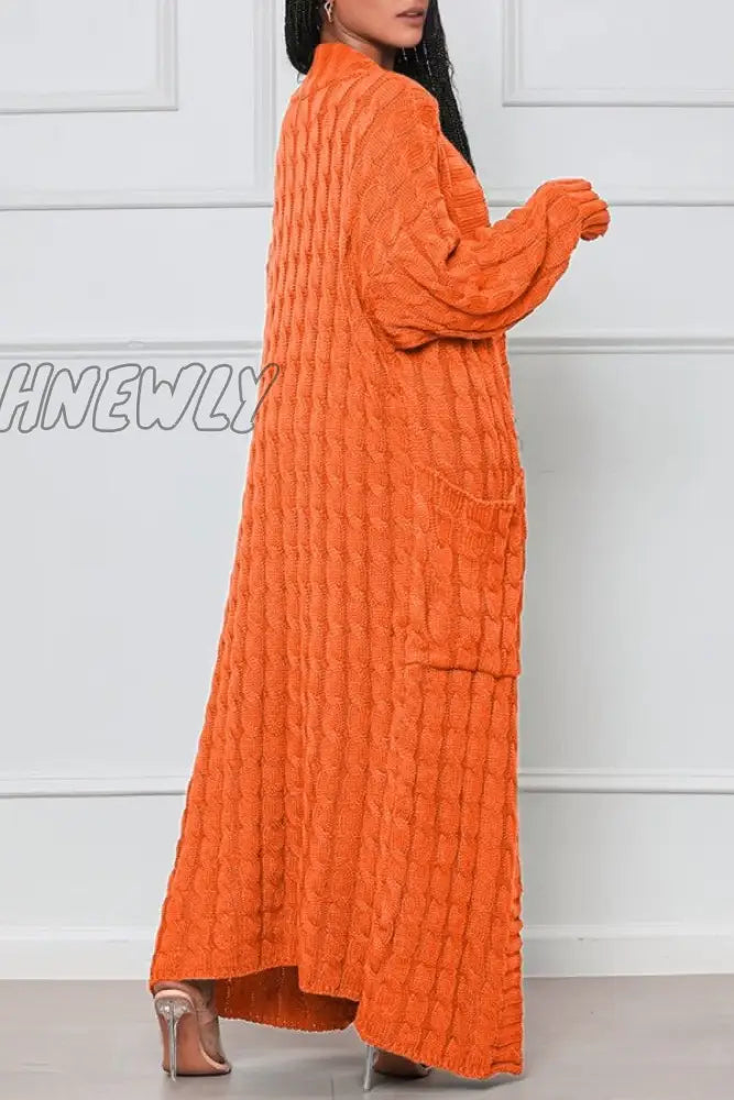 Hnewly - Rose Red Casual Street Solid Slit Cardigan Weave Outerwear Coats