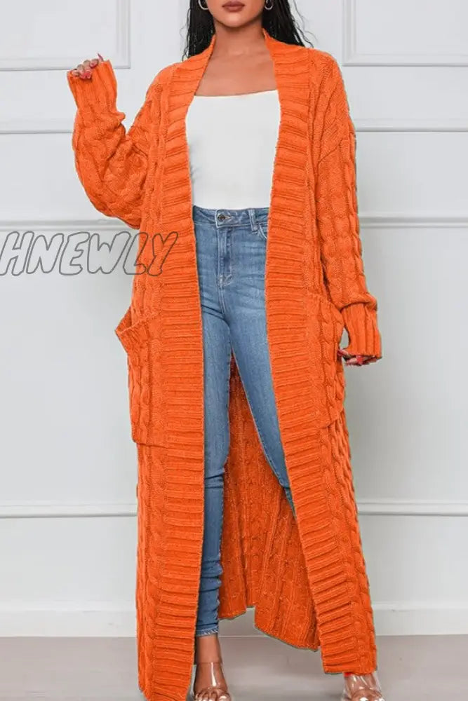 Hnewly - Rose Red Casual Street Solid Slit Cardigan Weave Outerwear Coats