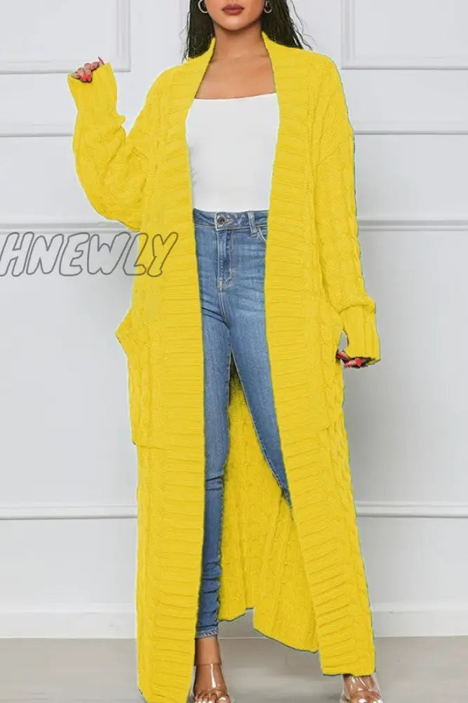 Hnewly - Rose Red Casual Street Solid Slit Cardigan Weave Outerwear Coats