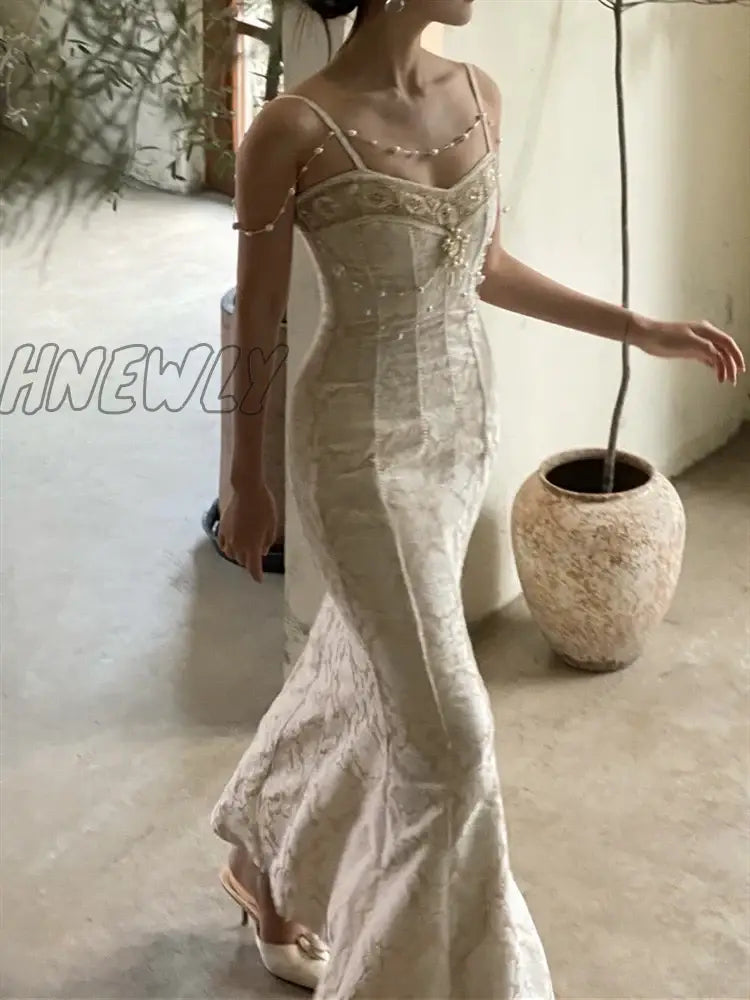 Runway Woman Dress Backless Embroidery Vintage 2022 Sleeveless Sexy Beach Boho Lace Party Sundress