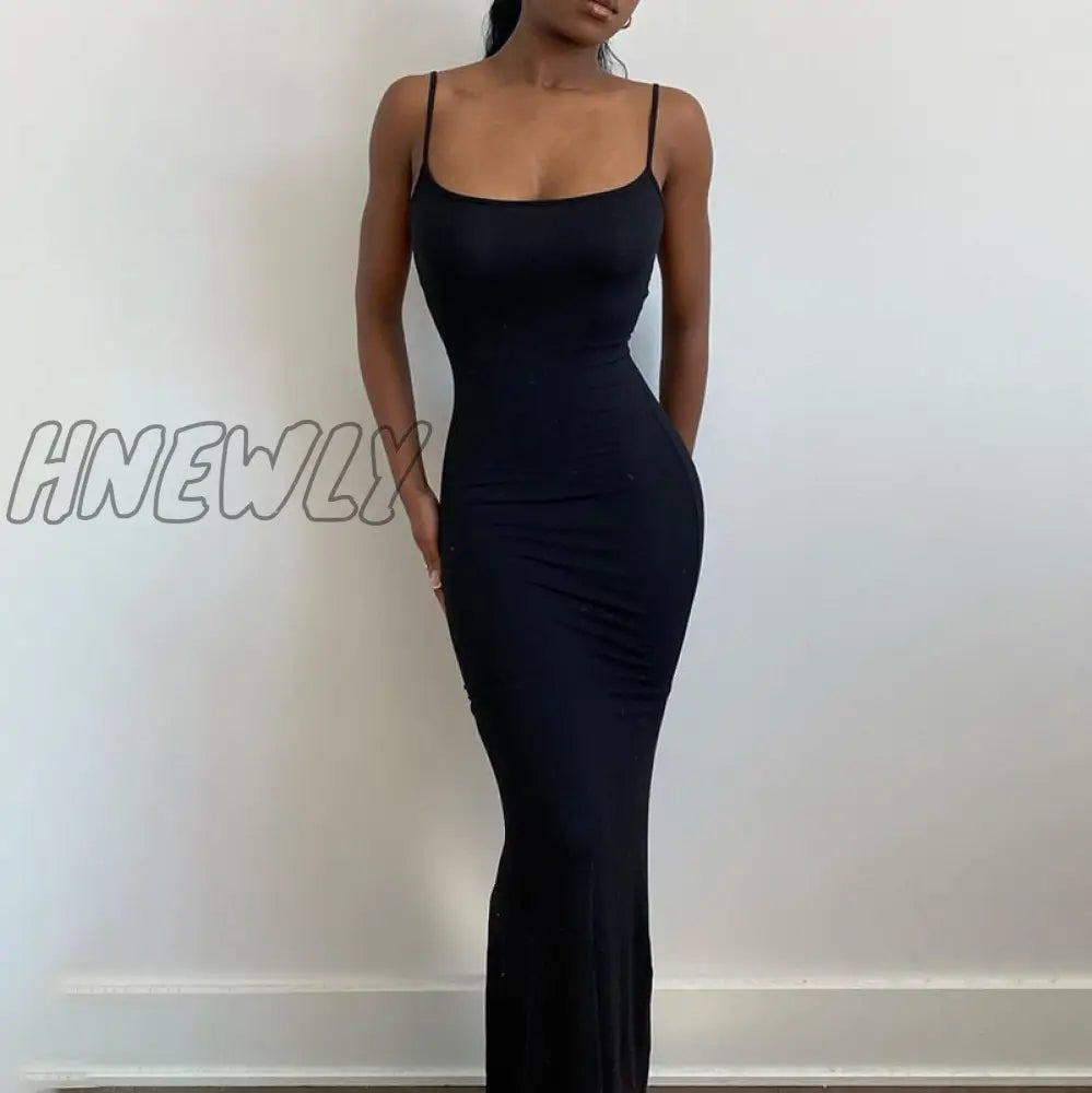 Hnewly Satin Slip Sleeveless Backless Slim Sexy Maxi Dress Fall Winter Women Christmas Halloween