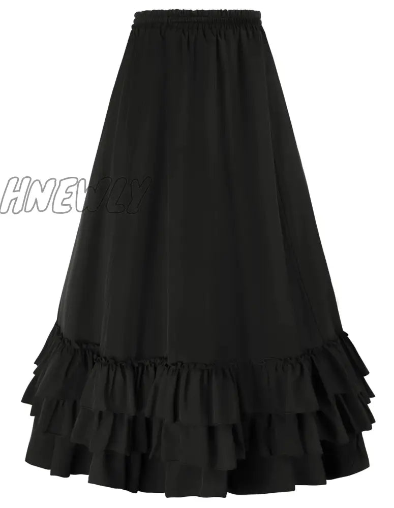 Hnewly Scarlet Darkness Women’s Gothic Steampunk Skirt Victorian High-Low Bustle Renaissance Costume