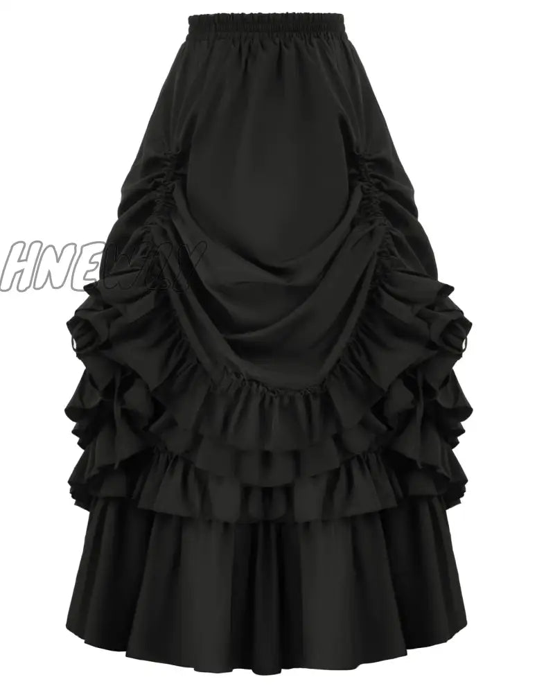 Hnewly Scarlet Darkness Women’s Gothic Steampunk Skirt Victorian High-Low Bustle Renaissance