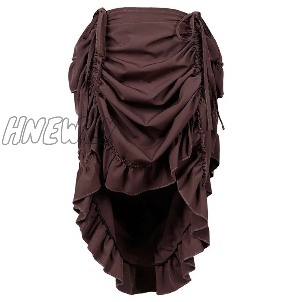 Hnewly Scarlet Darkness Women’s Gothic Steampunk Skirt Victorian High-Low Bustle Renaissance