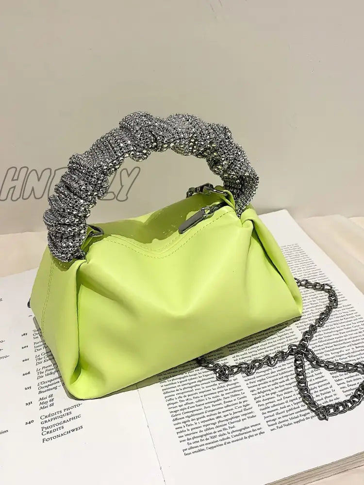 Hnewly - Sequin Decor Handle Chain Satchel Bag Women Satchels Women-Satchels