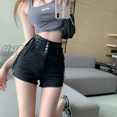 Hnewly Sexy Denim Shorts New Women’s Slim Fit Pants Summer Back Hollow Out Quality High Waist